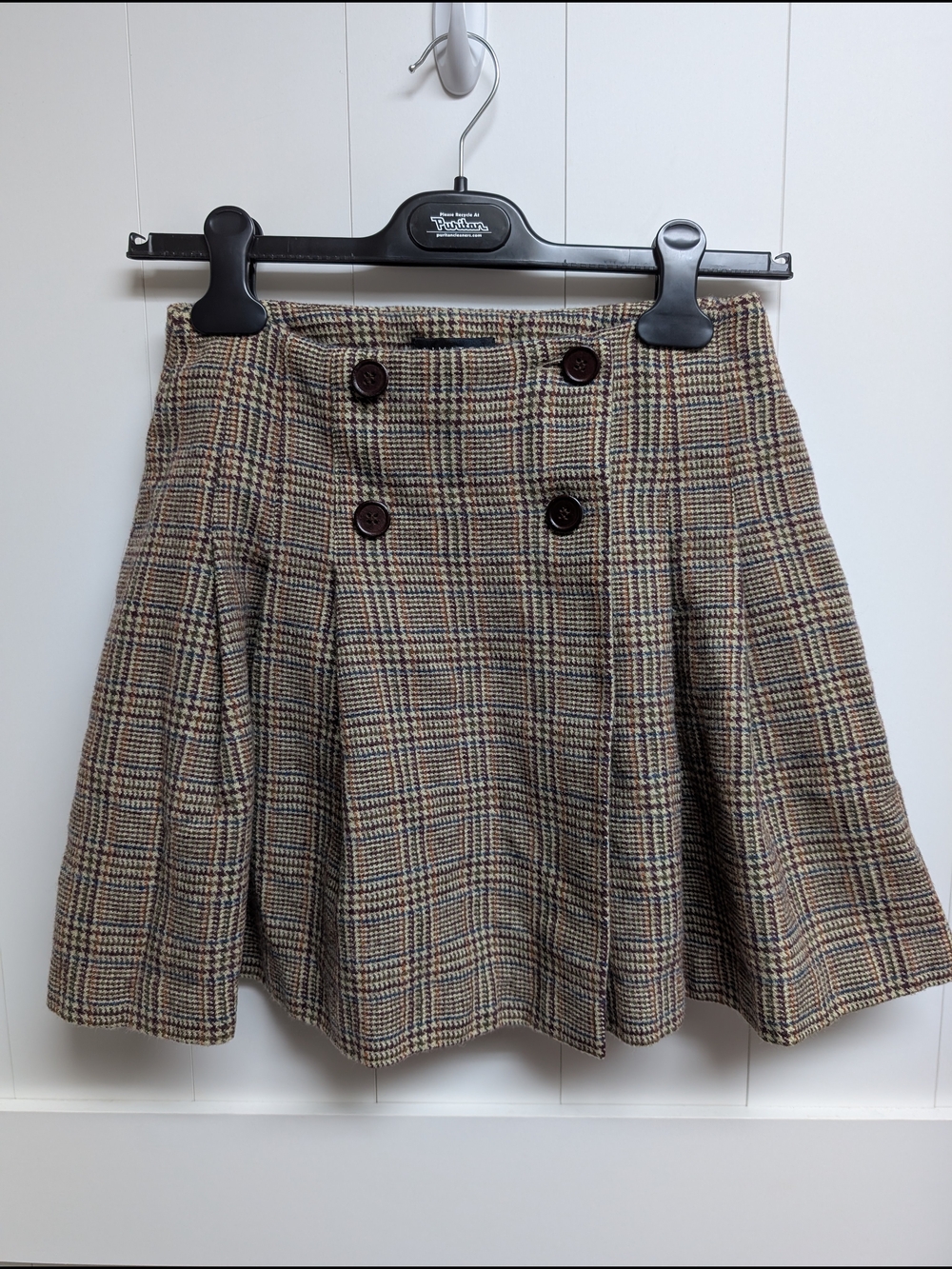 Vintage Limited Plaid Double-Breasted Wool Skirt, sz 6, made in Italy